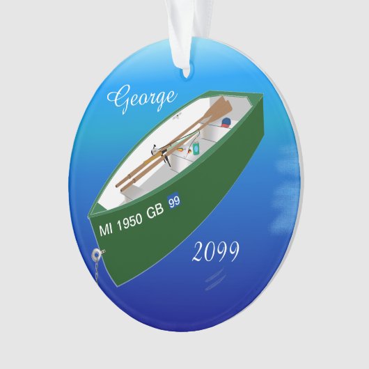 Fisherman Vist Row Boat Rod - Gepersonaliseerd Ornament (voorkant)