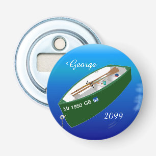 Fisherman Vist Row Boat Rod Magnetic Button Flesopener