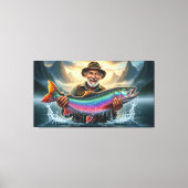 Fisherman's Big Fish Catch Fishing Canvas Afdruk (Voorkant)