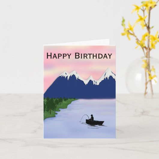 Fisherman's Birthday Kaart voor mannen (Gele Bloem)