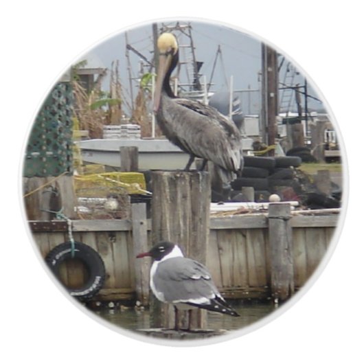 "Fisherman's Dream" Ceramic Knob. Keramische Knop (Voorkant)