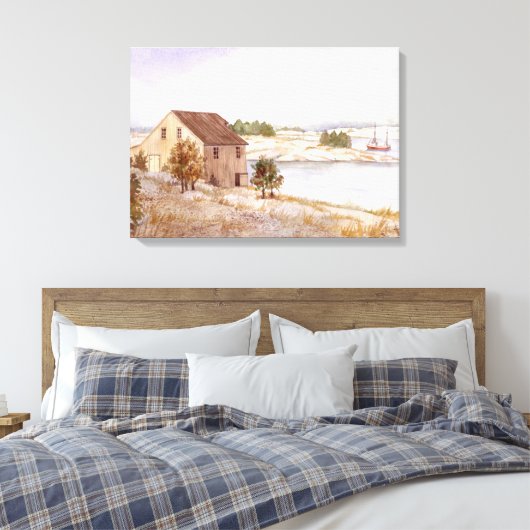 Fisherman's House Waterverf Canvas Print (Insitu (Slaapkamer))
