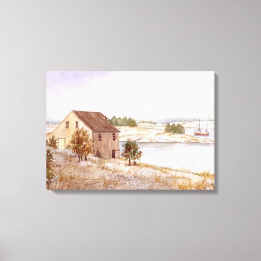 Fisherman's House Waterverf Canvas Print (Voorkant)