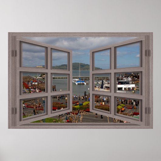 Fishermans Wharf 6 Pane Open Window Poster (Voorkant)