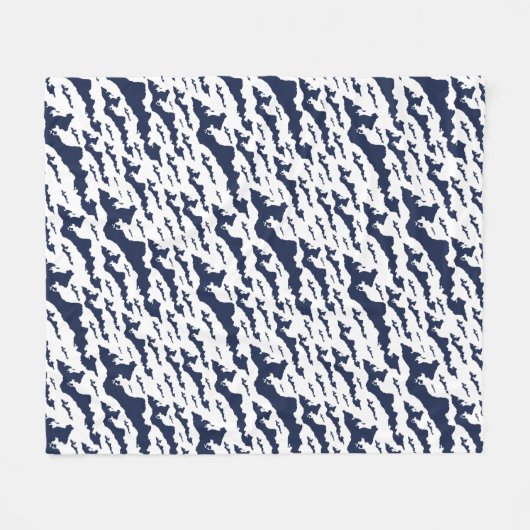 Fishers Island Fleece Blanket – Blue/White (Voorkant (Horizontaal))