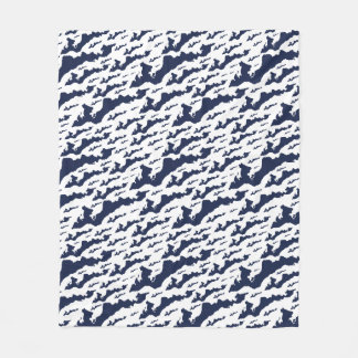 Fishers Island Fleece Blanket – Blue/White Deken