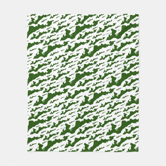 Fishers Island Fleece Deken – Groen/Wit (Voorkant)