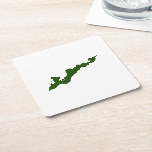 Fishers Island Logo Papier Onderzetters - Groen (Schuin)