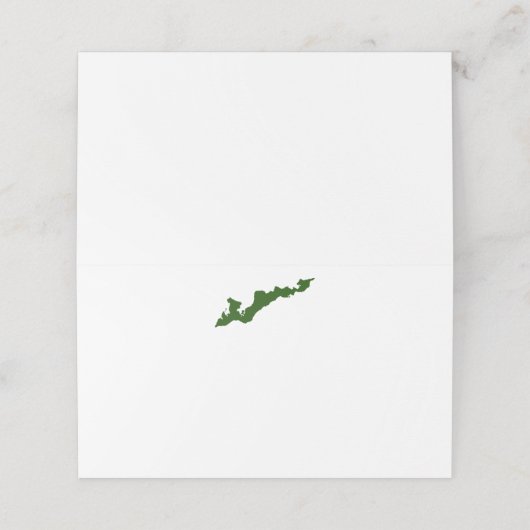Fishers Island Logo Place Cards - Groen Plaatskaartje (Buitenkant ongevouwen)