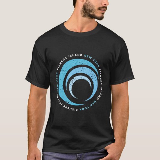 Fishers Island NY Beach Retro Wave T-shirt (Voorkant)