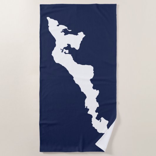 Fishers Island Strandlaken – Wit/Blauw (Voorkant)