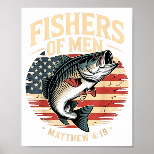 Fishers Of Men Matthew 4 19 American Flag B Poster (Voorkant)