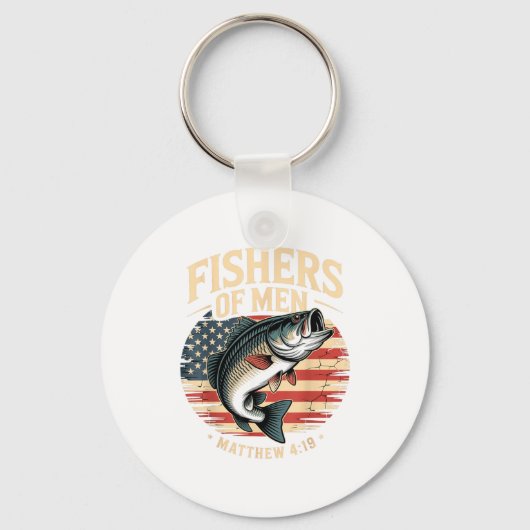 Fishers Of Men Matthew 4 19 American Flag B Sleutelhanger (Voorkant)