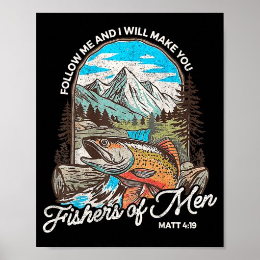 Fishers Of Men Matthew 4-19 Bible Christian Fishin Poster (Voorkant)