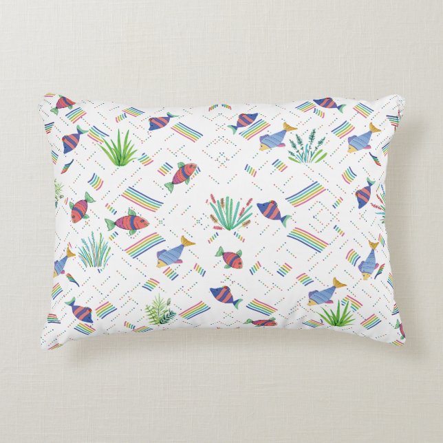 Fishes and Plants in Pond Accent Kussen (Voorkant)