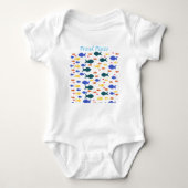 Fishes Baby Jersey Bodysuit, White Romper (Voorkant)