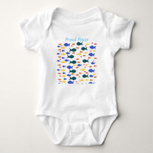 Fishes Baby Jersey Bodysuit, White Romper