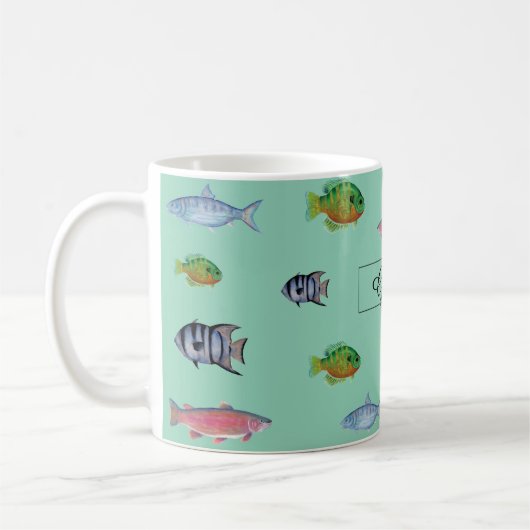 Fishes Light Turquoise Koffiemok (Links)