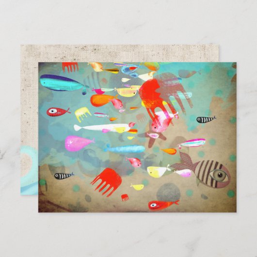 Fishes Surfing Waves Briefkaart (Voorkant / Achterkant)