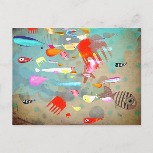 Fishes Surfing Waves Briefkaart (Voorkant)