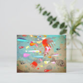 Fishes Surfing Waves Briefkaart (Staand voorkant)