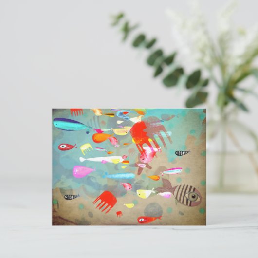Fishes Surfing Waves Briefkaart (Staand voorkant)