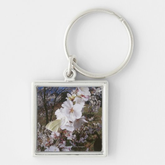Fisheye uitzicht van Butterfly on flower Sleutelhanger (Voorkant)