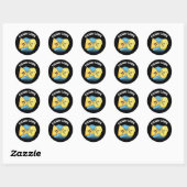 Fishin chips Grappig eten Pun Dark BG Ronde Sticker (Vel)