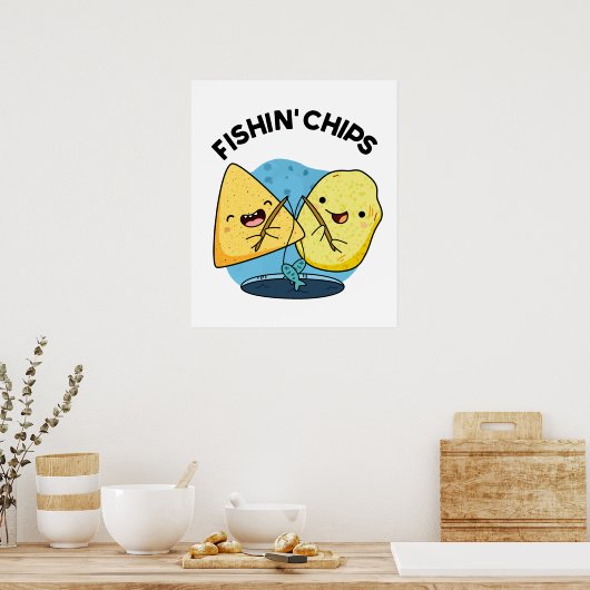 Fishin chips Grappig eten Pun Poster (Keuken)