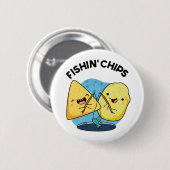 Fishin chips Grappig eten Pun Ronde Button 5,7 Cm (Voorkant /achterkant)