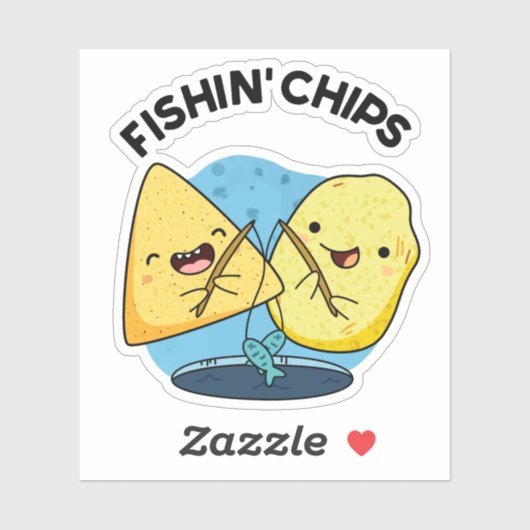 Fishin chips Grappig eten Pun Sticker (Vel)