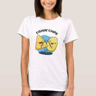 Fishin chips Grappig eten Pun T-shirt