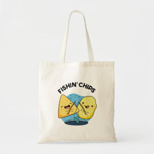 Fishin chips Grappig eten Pun Tote Bag