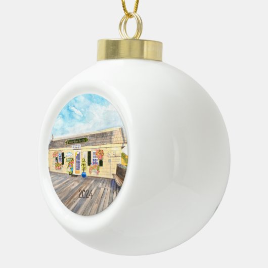 Fishin' Pier Grille Avalon NJ Keramisch Ornament (Rechts)