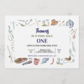 Fishing 1st Birthday Invitation | O-Fish-Ally One  Kaart (Voorkant)