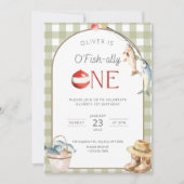Fishing 1st Birthday Invitation O Fishally One Inv Kaart (Voorkant)