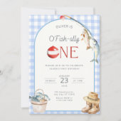 Fishing 1st Birthday Invitation O Fishally One  Kaart (Voorkant)
