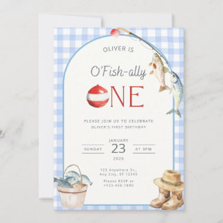 Fishing 1st Birthday Invitation O Fishally One  Kaart