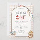 Fishing 1st Birthday Invitation O Fishally One  Kaart (Voorkant)