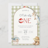 Fishing 1st Birthday Invitation O Fishally One  Kaart (Voorkant)