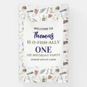 Fishing 1st Birthday | O-Fish-Ally One party Spandoek (Verticaal)