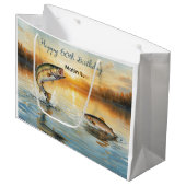 Fishing 60th Birthday  Groot Cadeauzakje (Voorkant Gekanteld)