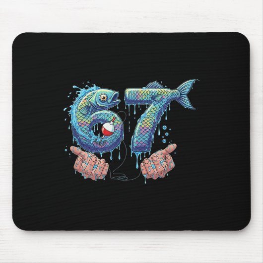 Fishing 67 Six Seven Funny Gen Alpha Meme Drip  Muismat (Voorkant)