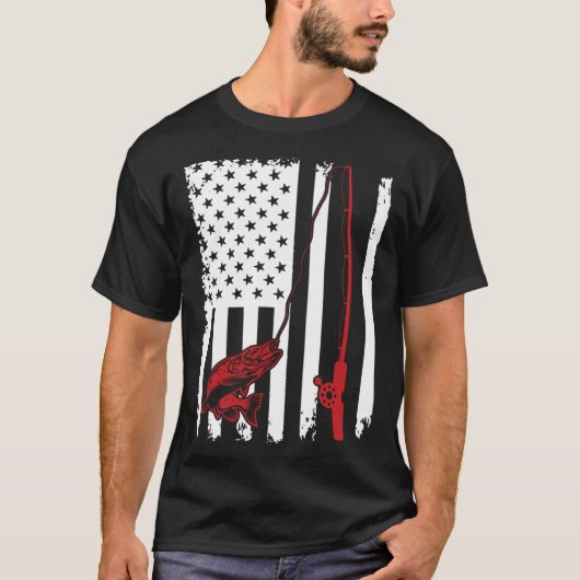 Fishing  American Flag Bass Fishing T-shirt (Voorkant)