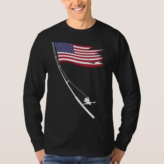 Fishing  American Flag Fishing Rod T-shirt (Voorkant)