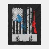 Fishing And Deer Hunting American Flag  For Hunter Fleece Deken (Voorkant)