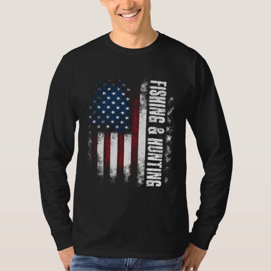 Fishing and Hunting American Flag Fisherman Hunter T-shirt (Voorkant)