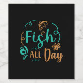 Fishing Art Fish All Day Wijn Etiket (Enkel label)