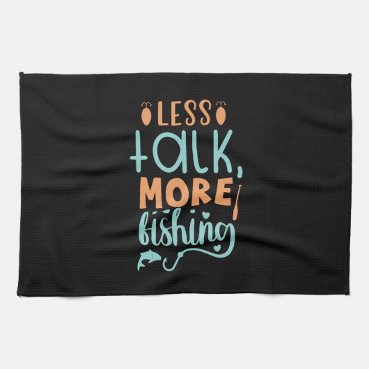 Fishing Art Less Talk More Fishing Theedoek (Horizontaal)