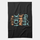 Fishing Art Less Talk More Fishing Theedoek (Verticaal)